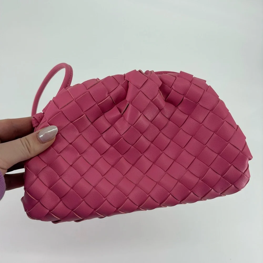 Bottega Veneta The Pouch Mini Intrecciato Leather Crossbody Clutch Pink